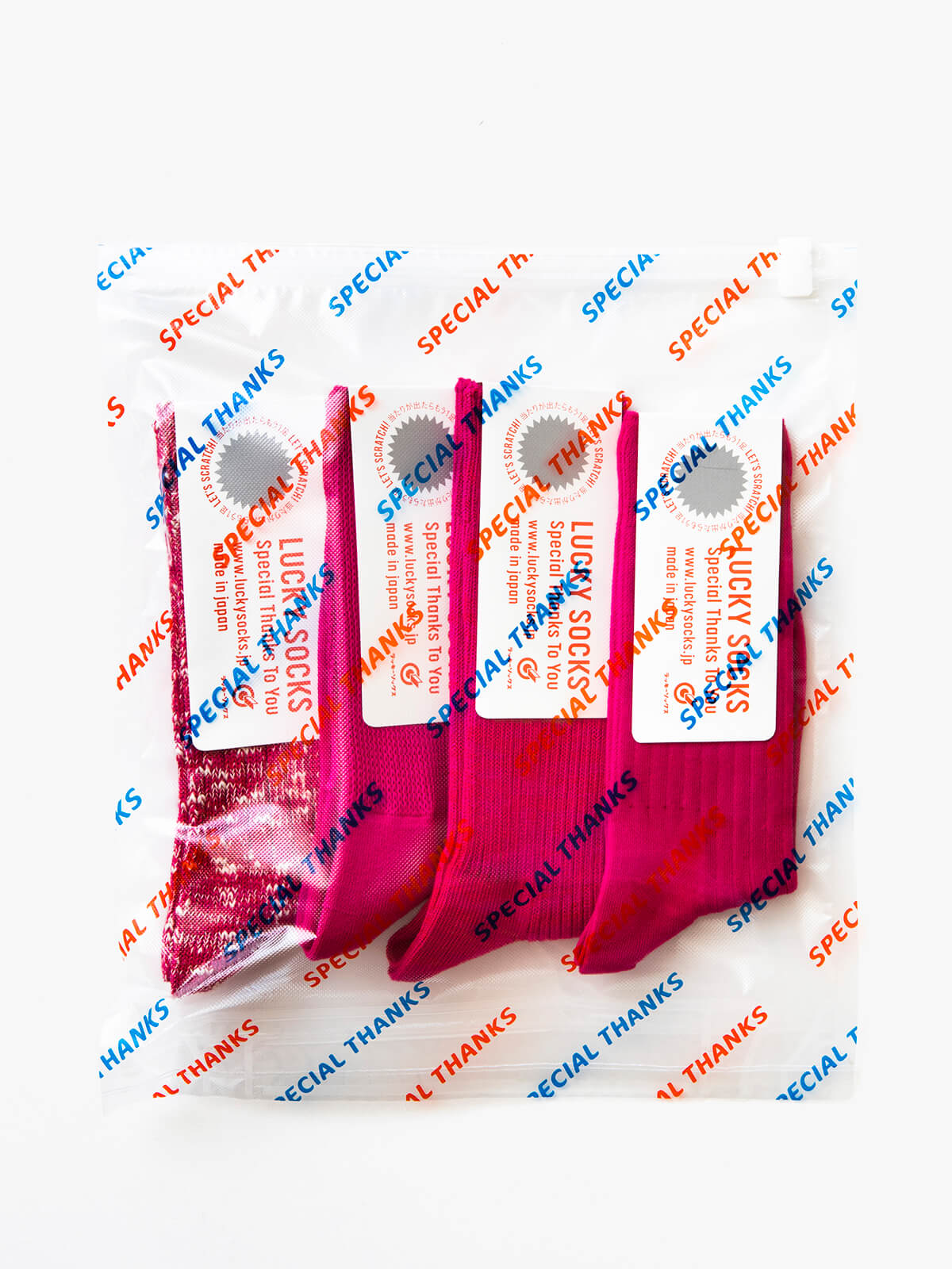 当たりつきギフト専用靴下のLUCKY SOCKS（ラッキーソックス）の4pcs Gift Pack（4ピースギフトパック）のピンク