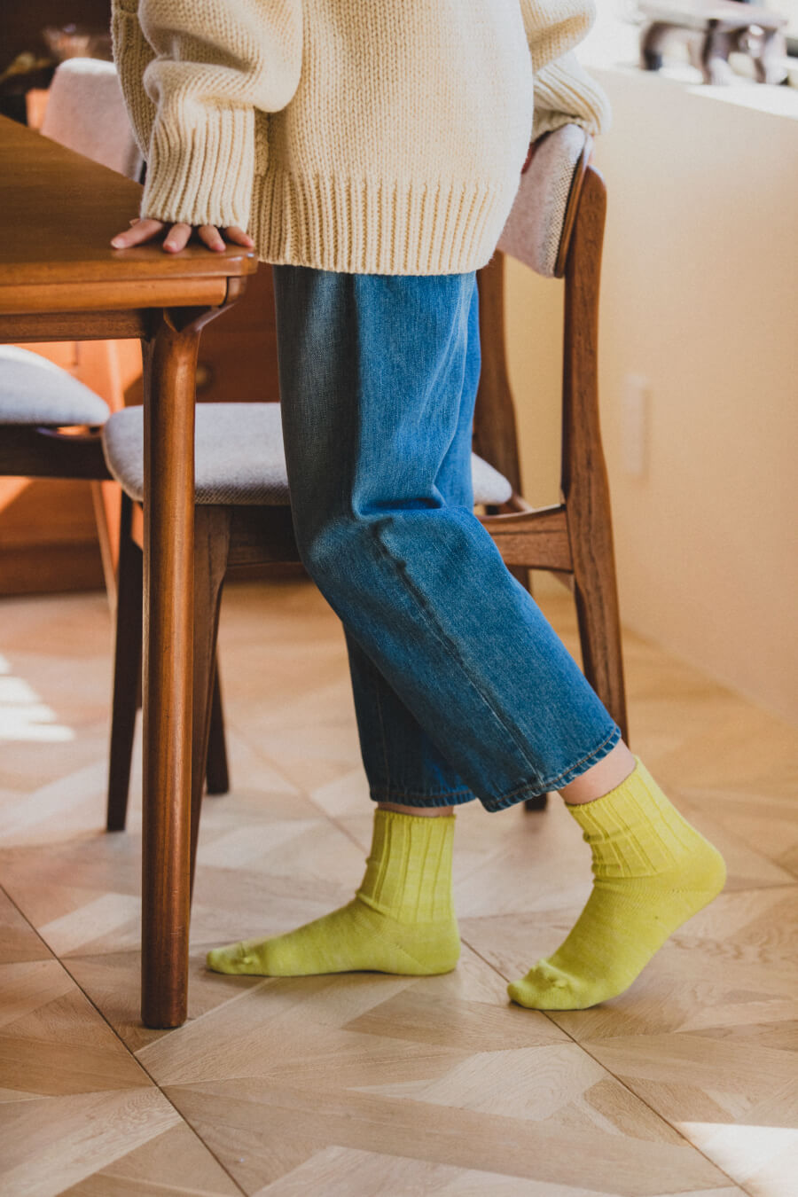 当たりつきギフト専用靴下のLUCKY SOCKS（ラッキーソックス）のSmooth Rib Socks（スムースリブソックス）のライムイエロー_image1